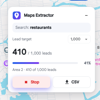Panel extracting leads with a progress bar
