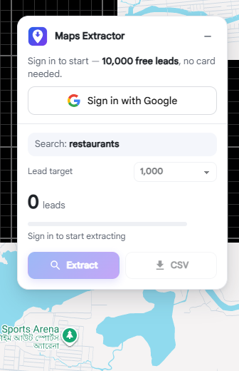 Scraper Pro panel with Google sign-in